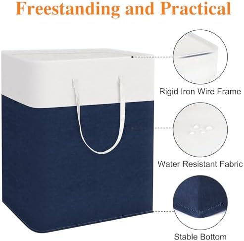TasticTotes Laundry Basket 3-Pack, Laundry Hamper, 125L-Blue - Image 4