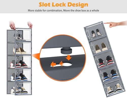 HOMIDEC XL Clear Shoe Storage Boxes, Stackable Shoe Organizer for Closet - Image 5