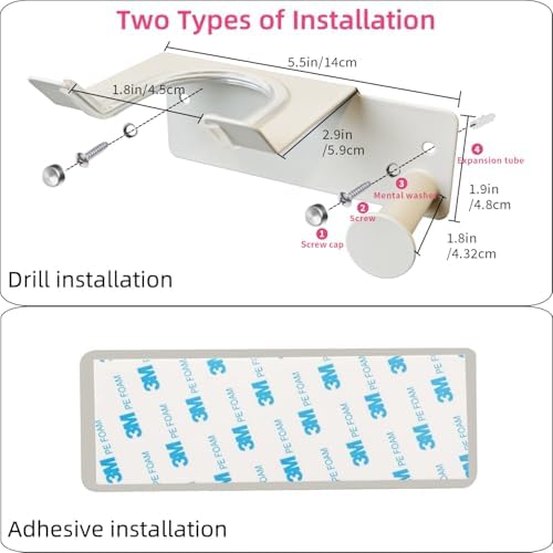 Hair Dryer Holder, HairDryer Holder Wall Mounted, Self Adhesive Blow Dryer Holder, Stainless Steel Hair Dryer Holder, Hairdryer Holder for Bathroom White - Image 6