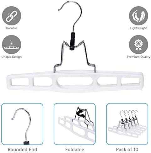 Premium Skirt Hangers 2-Pack - Thin Space-Saving Skirt Hanger Set with Clamp, Pant Hanger 2-Piece Set, Shorts Hangers with Heavy-Duty Locking Clasp, Multipurpose Quality Jean Hangers Set (White, 2) - Image 5