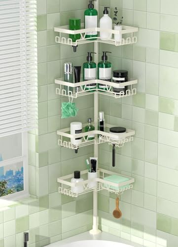 DAOYA Corner Shower Caddy Tension Pole - Adjustable Shower Caddy Off-white by DAOYA