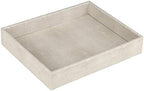 HofferRuffer Elegant Desktop Organizer, Vanity Tray, Bathroom Storage Tray Holder, Dresser Jewelry Tray, Change Coin Key Watch Catchall Tray, 10.2 x 8.4 x 1.8 inches (Light Grey Faux Leather Shagreen) - Image 6