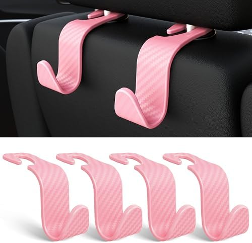 4-Pack Car Headrest Hooks Holds 55lbs Seat Storage Organizer for Bags by Amooca