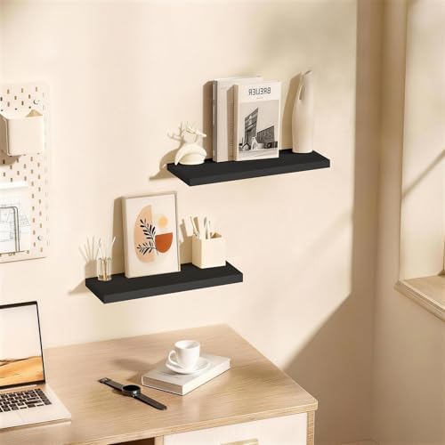 BAYKA Black Floating Shelves 22.5in, Set of 2, Wall Mounted for Wall Decor (Pack of 2) - Image 4