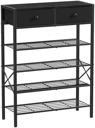 5 Tier Shoe Rack with 2 Drawers, 16-20 Pairs Charcoal by UNITSTAGE