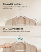 SONGMICS Velvet Hangers 60 Pack, Non-Slip Clothes Hangers, Space-Saving | Suit Hangers with Shoulder Notches, Pants Bar, 360° Swivel Hook, for Closet, Cloud White, BREANNA Collection UCRF030W01 - Image 7
