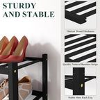 Smiry Bamboo Shoe Rack, 8 Vertical Slats, 6 Tier - 17.3" Wide, Black - Image 3