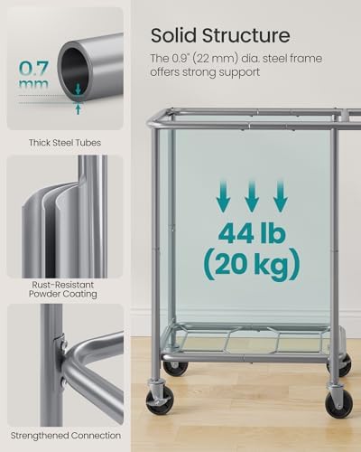 SONGMICS Laundry Basket with Wheels, 2-Section, 37.0 Gallons (140 L) - Image 5