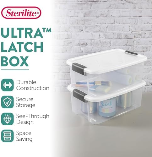 Sterilite Ultra Latch Box with Lids for Home and Office, 18 Quart, 6-Pack - Image 2