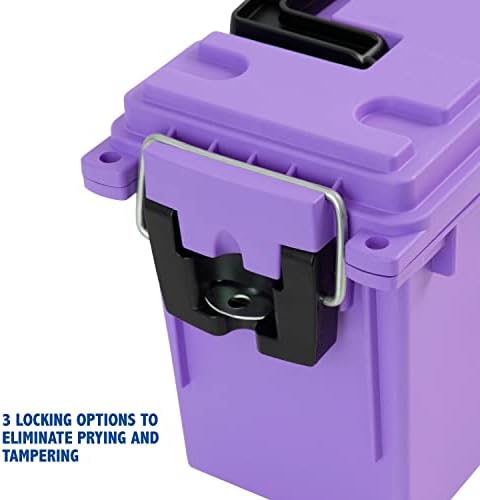 Sheffield 12632 Ammo Storage Box, Stackable .30 Cal Field Boxes, Water and Dust Resistant, Lockable Storage Box with Handle, Secures Hunting Gear, Supplies, & Bullets, Made in USA, Purple(Pack of 6) - Image 5