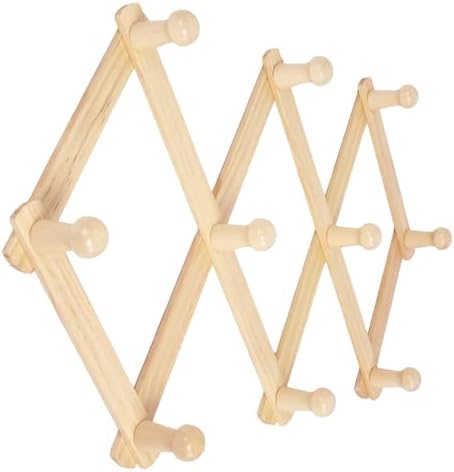 AMAPON Accordion Wall Hanger Expandable Coat Hat Rack 10 Peg Hook Mug Cap by AMAPON
