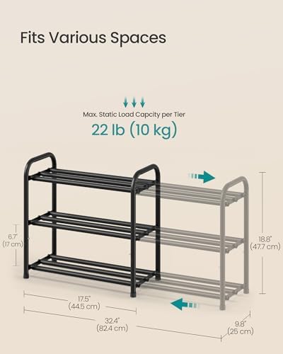 SONGMICS Expandable Shoe Rack, 3-Tier Shoe Organizer, Holds 6-12 Pairs - Image 5