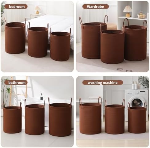 Laundry Basket Hamper Tall Rope Storage Woven for Blanket toys Dirty Clothes in Living Room Bathroom Bedroom (Dark Brown, 80L/21.3Gal) - Image 4