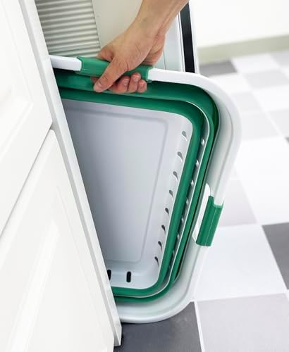 SAMMART 42L (11 gallon) Collapsible Plastic Laundry Basket - Foldable Pop Up Storage Container/Organizer - Space Saving Hamper/Basket (1, White/Winter Green) - Image 5