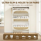 Nicetree Shoe Cabinet Storage for Entryway Slim 9.5" Freestanding Floor Base Shoe Storage Cabinet, 3 Flip Drawers with 3-Position Adjustable Divider, Holds 16-36Pairs, Bright White - Image 5