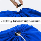 Nylon Laundry Bag - Locking Drawstring Closure and Machine Washable. These Bags will Fit a Laundry Basket or Hamper and Strong Enough to Carry up to Three Loads of Clothes. (Royal Blue) - Image 6