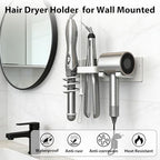 Hair Dryer Holder Hair Tool Organizer Metal Wall Mount (White) - Image 2
