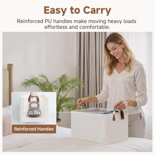 StorageWorks Fabric Storage Bins, Linen Closet Organizers, Natural, 2-Pack - Image 5