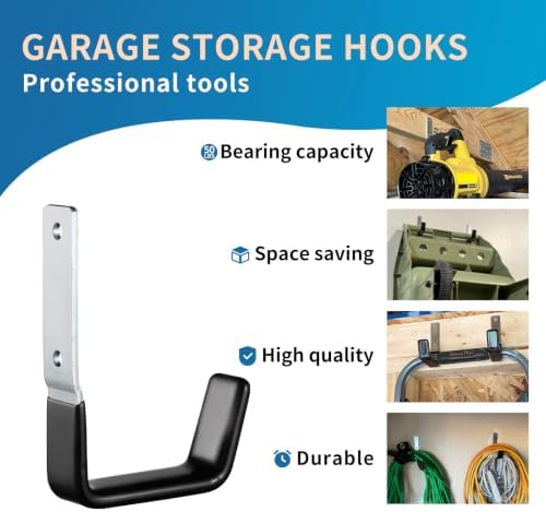 GeeWatom Heavy Duty Steel Garage Hooks,Garage Storage Utility Hooks,Anti-Slip Hanger, Tool Organizer,Steel Wall Mount Organizer, Garden Hose Hanger (Small-4PC) - Image 4