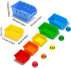 5 Colors Wall Mounted Storage Bins kit, Tool Organizer Bins Parts Rack, 30-Bin Organizer Shop Storage Rack 4 Set - Image 3