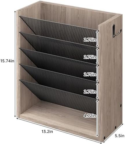 Mail Organizer Wall Mounted, 6-Slot Hanging File Organizer with Key Holder - Image 3