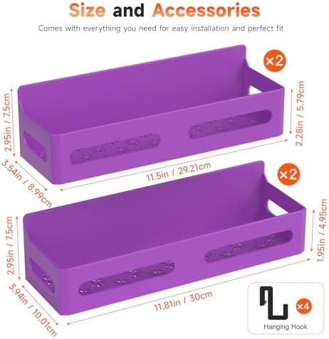 Sevenblue 4-Pack Magnetic Spice Rack for Refrigerator with Hooks, Purple - Image 7