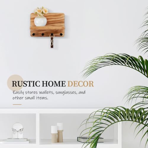 Nekon Key Holder for Wall with Shelf, Pine Wooden Key Hanger, Wood - Image 6