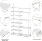 ROJASOP White Shoe Rack, Tall Metal Shoe Rack Organizer for Entryway Closet Garage, 8 Tier Large Shoe Shelf for 26-32 Pairs Boots & Shoes Storage, Space Saving Heavy Duty Shoe Stand - Image 5