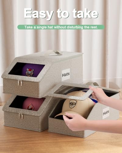 Stackable Hat Organzier for Baseball Caps - 2 PCS Hat Storage Holder Holds up to 26 Caps for Closet, Dust-Proof Hat Boxes Container with Clear Window for Home - Image 5