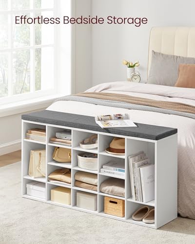 VASAGLE Shoe Bench with Cushion, 20 Compartments, 12 x 47.2 x 24.7 Inches - Image 4