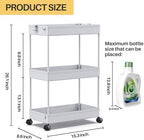 SPACEKEEPER 3 Tier Rolling Cart, Bathroom Cart Organizer with Wheels, Gray - Image 4