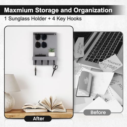 Key Holder Wall Mount, Key and Sunglasses Holder for Wall - Image 6