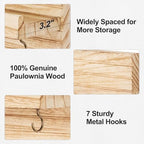 Lwenki Decorative Key Holder for Wall with Shelf, Entryway Shelf with Hooks Holds Leashes, Jackets and Glasses – Sturdy Wood Keyholder Entrance Hanger with Mounting Hardware (Wood, Large) - Image 2