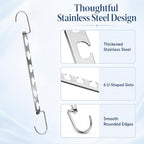 5 Packs Vertical & Horizontal Hangers, Sturdy Stainless Steel Space-saving Hangers with 6 U-Shaped Holes, Heavy Duty Clothes Hooks for Heavy Coats, Metal Closet Organizers and Storage for Wardrobe - Image 4