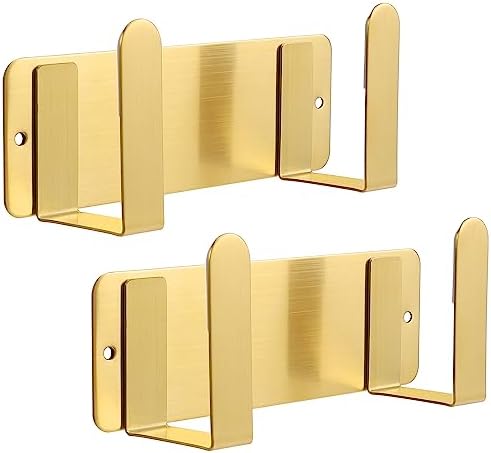 Pot Lid Rack, Wall Mounted 304 Stainless Steel Pan Lid Organizer Holder, Self Adhesive, Kitchen Cooking Utensil Tool(Gold,Set of 2) by YOUGRIDDA