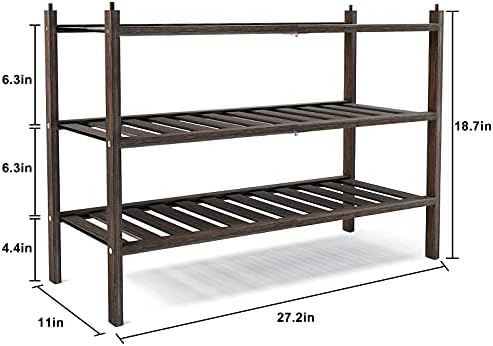 Dranixly Shoe Rack, 3-Tier Bamboo Stackable Shelf Storage Organizer, Stand for Closet, Entryway, Hallway, Bathroom and Living Room（Mocha） - Image 3