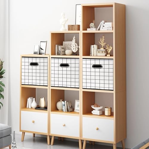 Yunkeeeper storage bins Cubes, Fabric Cube Organizer with Handle, Foldable Cube Bins for Cloth or Accessary Storage, 11x11x11, Set of 6, (White grid) - Image 5