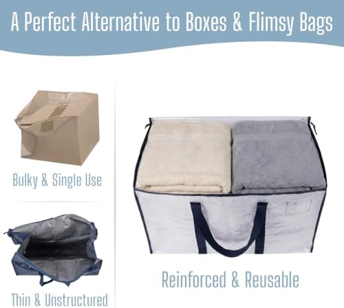 VENO 10 Pack Heavy Duty Moving Bags, Extra Large Storage Bags with Reinforced Handles & Strong Zippers, Foldable & Reusable Moving Box Alternative for Clothes & Dorm Storage - Image 5