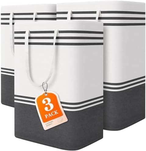 TranquilRelax 3-Pack Laundry Basket, Laundry Hamper, Grey-75L by Unknown