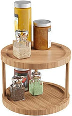 Classic Cuisine Lazy Susan – All-Natural Bamboo Round Two Tier Turntable Kitchen, Pantry and Vanity Organizer and Display with 10 Inch Diameter - Image 7