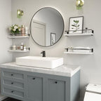 RICHER HOUSE White Bathroom Floating Wall Shelf Set of 4, Small Organizer Over Toilet Storage, Guard-Rail Kitchen Shelves - White - Image 5