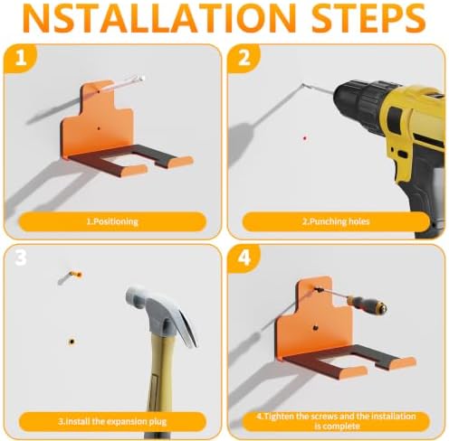 Wall-Mounted Weed Wacker Hanger, Garage Tool Organizer, 1 Pack Orange - Image 5