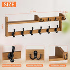 Coat Rack Wall Mount with Shelf, 27.5" Entryway Wall Hanging Shelf, Coat and Key Hanger with 10 Dual Hooks, Mail Organizer and Key Holder Hat Rack for Wall, Wood Coat Hooks with Storage - Image 2