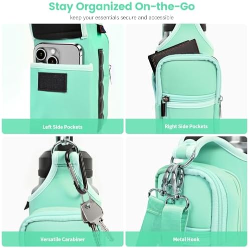 icolor Magnetic Gym Bag Water Bottle Carrier Holder with Phone Pockets & Shoulder Strap,Gym Magnetic Bag 5 Built-in Magnets Gym Accessories Organizer Sling Bottle Bag Pouch Sleeve - Image 4