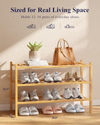Kitsure Bamboo Wooden Shoe Rack for Closet, 26.8" Wide - 3 Tiers, Natural - Image 5