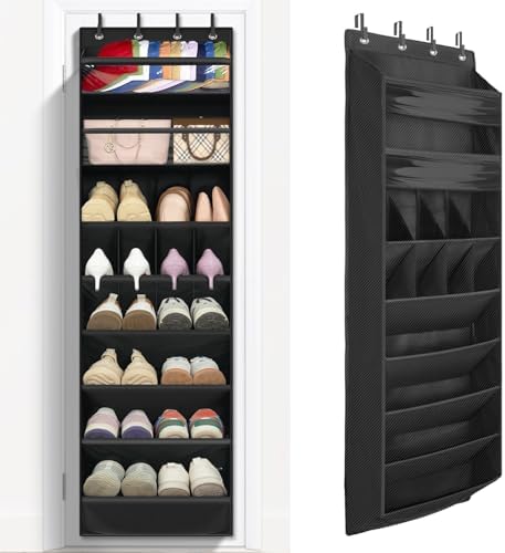 1 Pack 8 Shelves Over The Door Shoe Organizer, 68" Exlarge Deep Pockets by Fentec