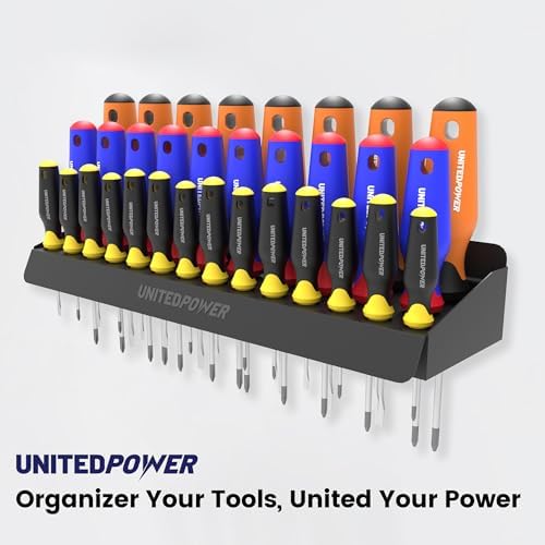 UNITEDPOWER Screwdriver Holder, Wall Mount Storage Rack Organizer for Workshop, Shed, Garage, Home, Stores up to 32 Screwdrivers or Small Tools - Image 7