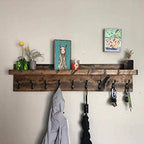 Coat Rack with Shelf Wall Mounted with Storage (Choose Your Length) Towel Rack Entryway Organizer Key Hooks (20" L (5 Hooks)) - Image 2