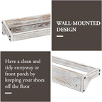 MyGift 4pc White Washed Wood Shoe Rack, Wall Mounted, Holds 8 Pairs - Image 4