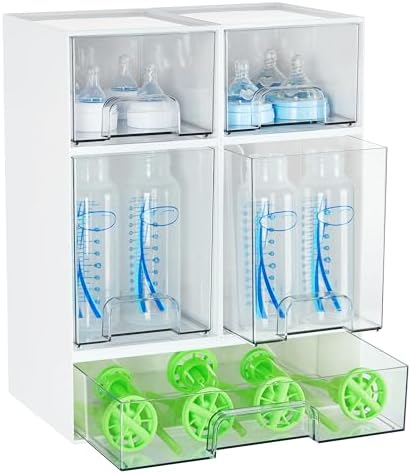 Vtopmart Stackable Storage Drawers Set of 5, Baby Bottle Organizer, White by Vtopmart